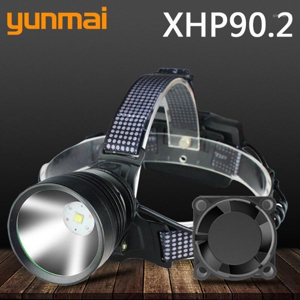 

xhp90.2 led headlamp built-in cooling fun headlight head lamp torch lithium ion 3* 18650 rchargeable battery yunmai1