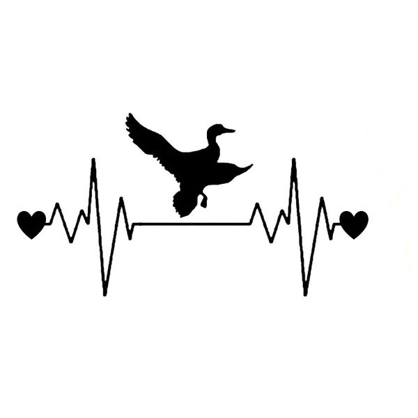 

16.3cm*8.5cm duck hunting call heartbeat lifeline vinyl black/silver car sticker c22-1108