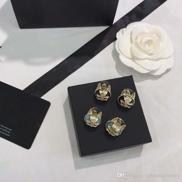 

europe and america popular women earrings yellow gold plated fox earrings for girls women for party wedding nice gift, Golden;silver