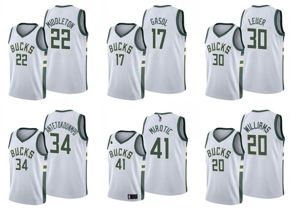 

milwaukee bucks men giannis antetokounmpo khris middleton marvin williams jon leuer nikola mirotic pau gasol jerseys, Black