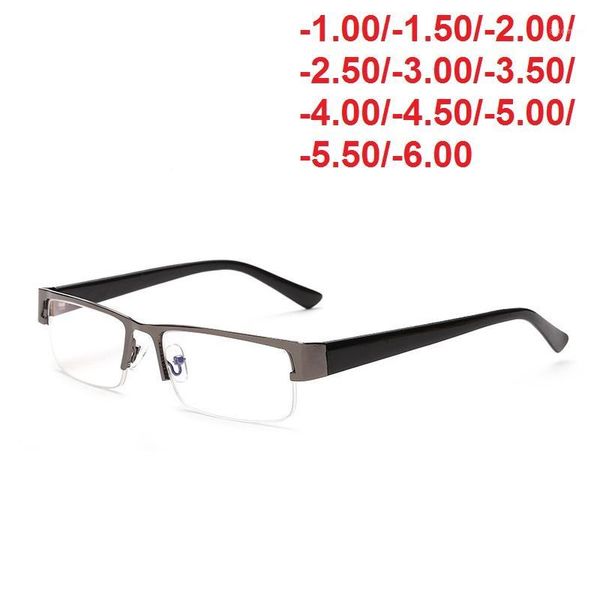 

cubojue men's glasses minus 100-400 myopia eyeglasses frame tint film blue with optical prescription lens grey eyeglass male1, Silver