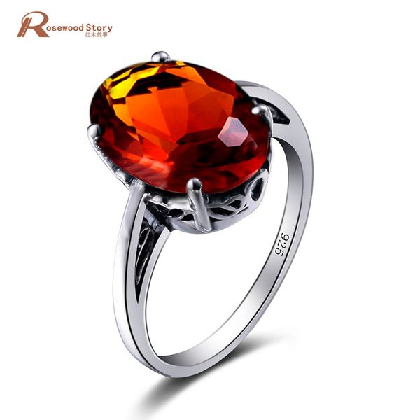 

pure 925 sterling silver rings for women jewelry brown amber birthstone inlaid vintage jewelry engagement wedding fine rings, Black
