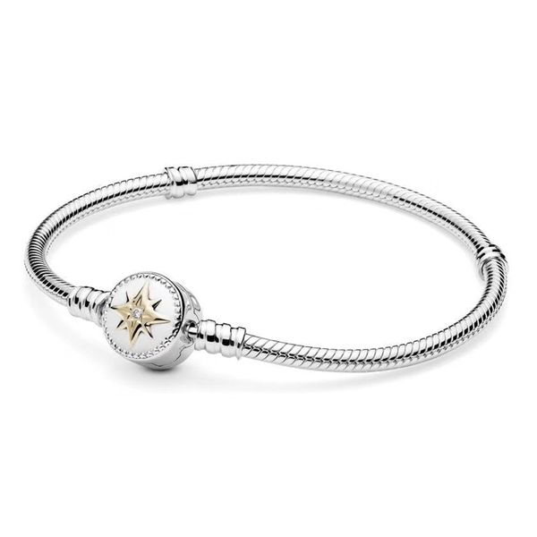 

2021 autumn new dinosaur series 100% 925 sterling silver moments love compass bracelet symbol and sparkling diamond jewelry gift, Black