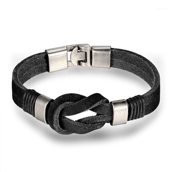 

charm bracelets good price 2021 fashion leather punk women's bangle handmade hooks men's1, Golden;silver