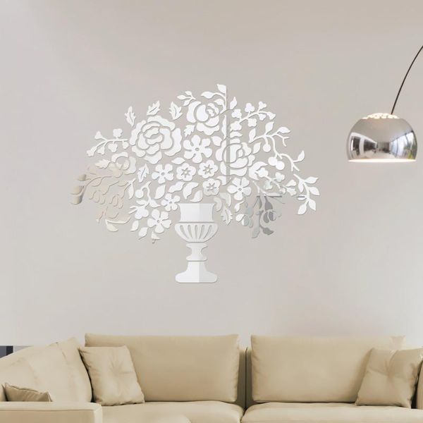 

wall stickers creative diy luxury carving pattern flower mirror 3d acrylic living room decoration decor