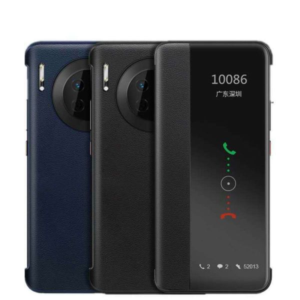 

bgrfsuitable for huawei mate30pro original mobile phone leather case intelligent dormancy mate20 side window p40pro mobile phone caseswza