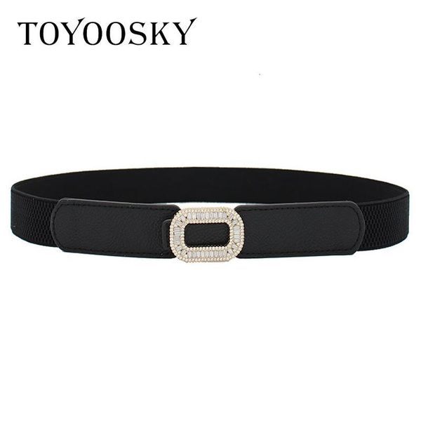 

new designers women belts crystal pin buckle elastic solid wide belt for women's dress all-match casual belt for female toyoosky, Black;brown