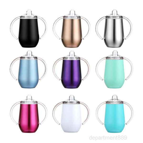 

10oz stainless steel insulated sippy cups with handle 12 colors double wall vacuum tumbler wine coffee beer mugs