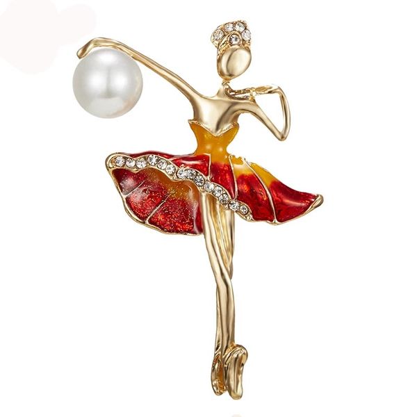 

gymnastics girl brooches for women cute pin bijouterie corsage crystal fashion jewelry 3 colors brooch, Gray