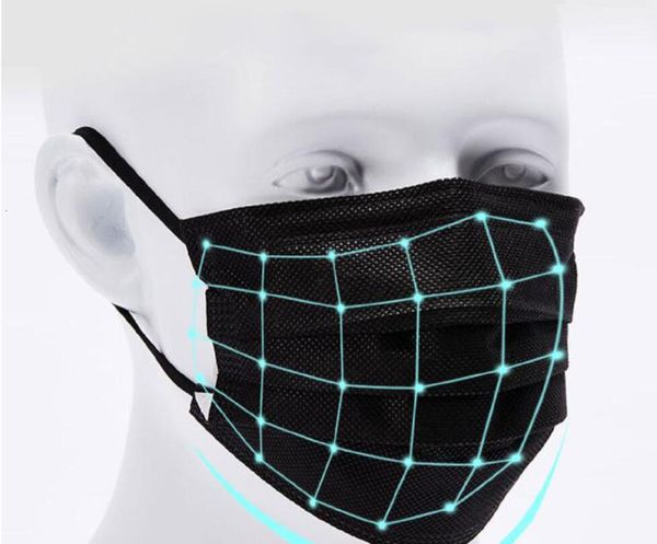 

stock 3 layers black face non in woven anti disposable facemask facial protective cover dust mouth pm2.5 safety masksaru