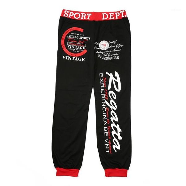 

men's jogger trousers cotton loose personality letter design &elastic waist men hip trousers casual men graffiti cross pants1, Black