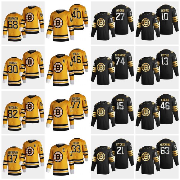 

boston bruins 2021 reverse retro jerseys 37 patrice bergeron jersey 88 david pastrnak zdeno chara brad marchand tuukka rask custom stitched, Black;red