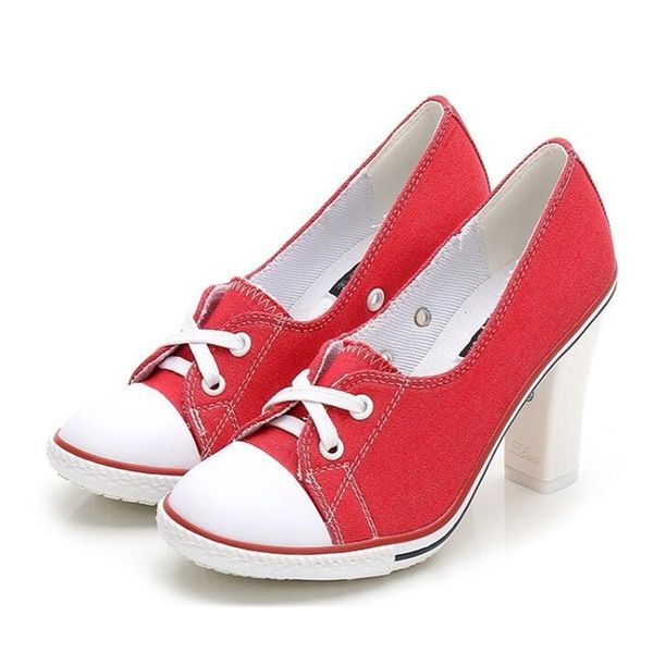 

2021 new quality denim shoes, high heels eight inches of canvas, size 34-41 women's surfboard shoes p1zu, Black