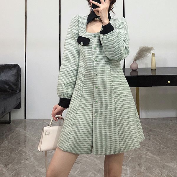 

2021 new casuals cardigan mini long sleeve women dress korean one-piece party wedding women's winter clothing b8kk, Black;gray