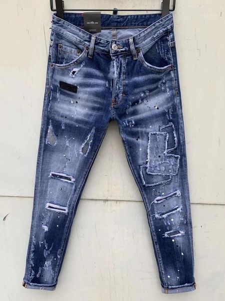 

xz700419 fashion men's jeans 2020 runway european design party style men's clothing1, Blue