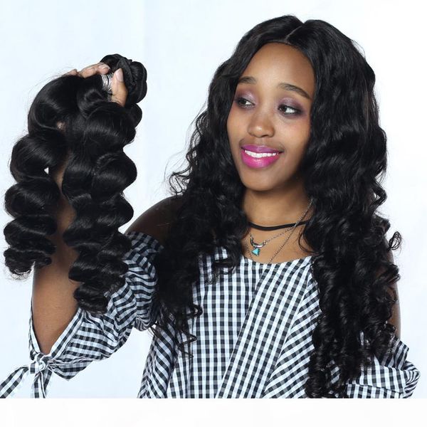

viya 8a virgin human hair loose wave bundles 3pcs indian loose wave hair weaves unprocessed hair extensions, Black