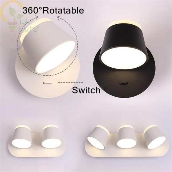 

360 degree rotation wall lamps for bedside led reading light,new design button and touch switch optional stairs wall lights1