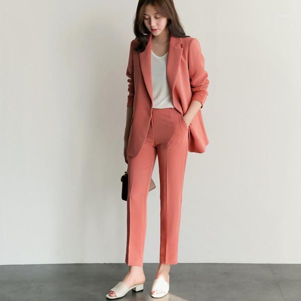 

fashion casual women business suits formal work wear 2 piece slim female office uniform styles ladies elegant trouser suit w681, White