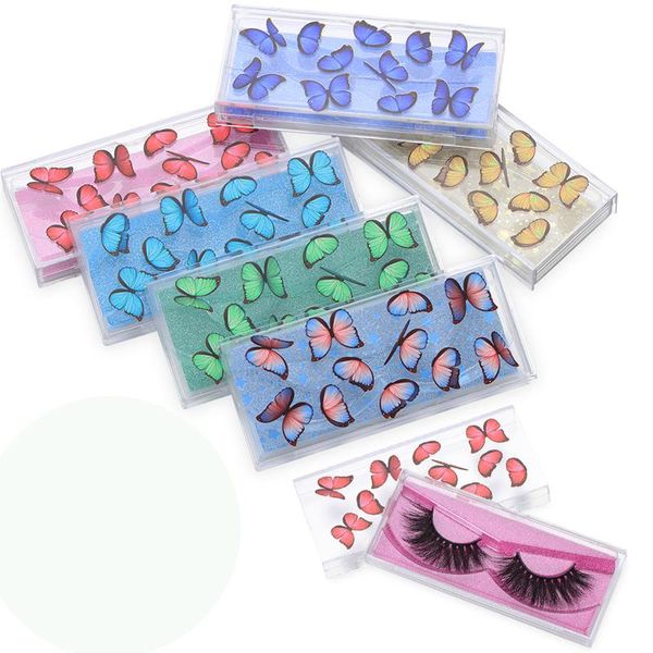 

1pc 3d butterfly design fashion eyelashes packaging box mink hair empty lash boxes clear plastic eyelashes case with inside tray