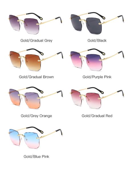 

fashion sport sunglasses for men buffalo horn glasses mens women rimless sun eyeglasses silver gold metal frame, White;black