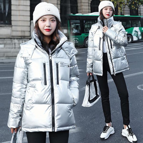 

winter 2021 new down down padded jacket loose cotton-padded jacket women's bright face padded disposable workwear, Black