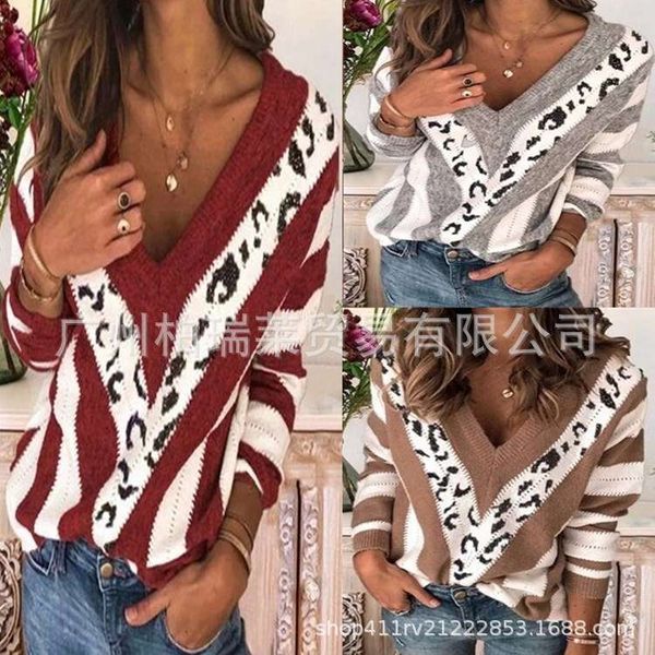 

women's v-neck striped pullover sweater, White;black