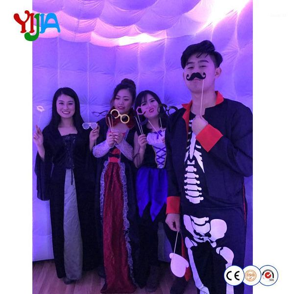 

octagon shape inflatable p booth with roof and led strips on the and bottom for wedding party cosplay fun