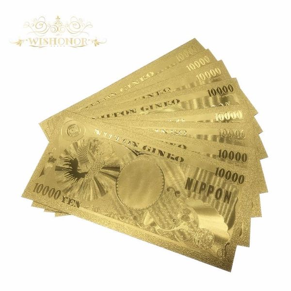 

10 шт. лот лучшая цена для японии банкноты 10000 йена золотые банкноты в 24k позолоченные поддельные бумажные деньги для горячих продаж wmtg
