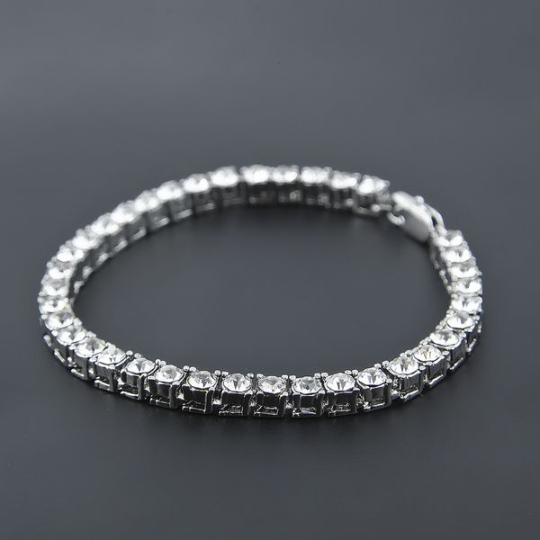 

row hip iced rhinestones men out hop 1 style clear simulated diamond 7/8/9inches bracelet bling0mvw, Golden;silver