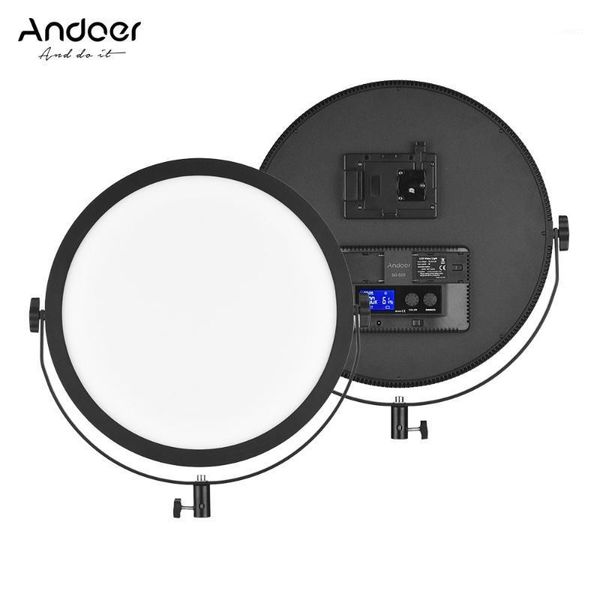 

andoer so-50t ultrathin bi-color round led video light 3200k-5600k pgraphy fill light stepless diammable lcd display screen1