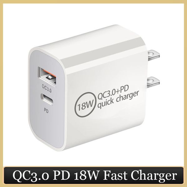 

qc 3.0 pd 18w power adapter for iphone 12 11 type-c usb port quick charger eu us uk au plug fast safe charger for samsung xiaomi huawei