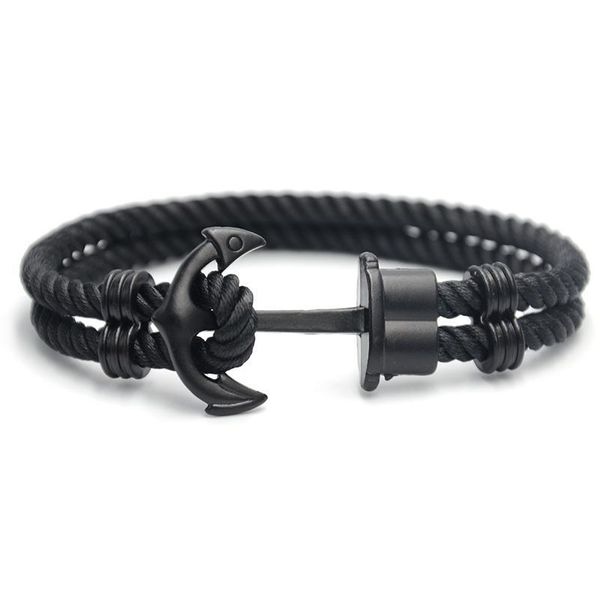 

men anchor bracelet phrep made of leather in black und anchor in ip black me qylsqx