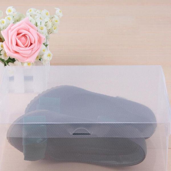 

10pcs folding shoebox clamshell shoes storage boxes transparent boots organize colored plastic finishing box 10pcs bbygmg