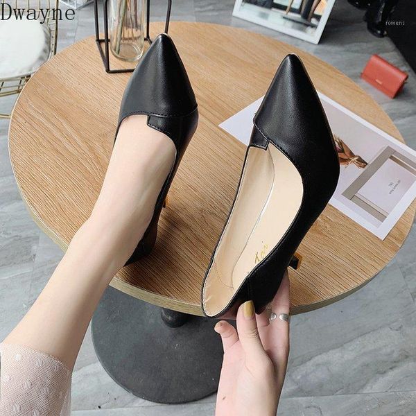 

soft leather comfort work shoes black small leather shoes stiletto high heels two wear women's spring autumn fashion pumps1