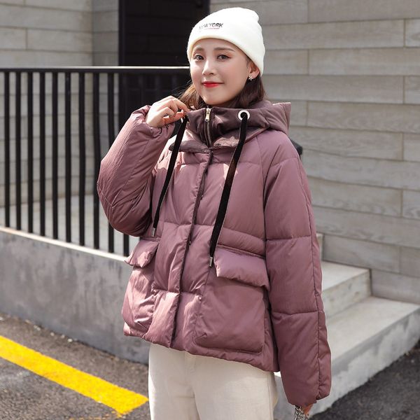

2021 newwomen bubble coat hooded short outwear winter female thick warm jacket 09na, Black