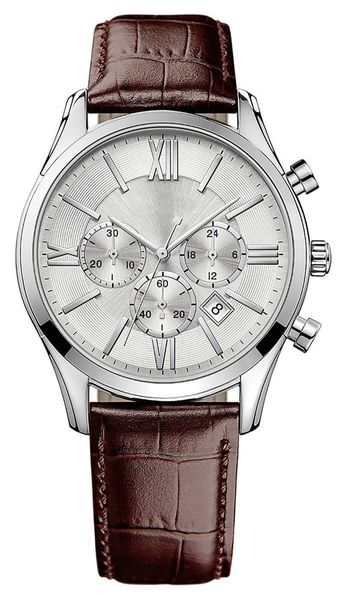 

2020 elling all dials working satch men watch with calendar leather strap brand quartz wristwatch for men gift, Slivery;brown
