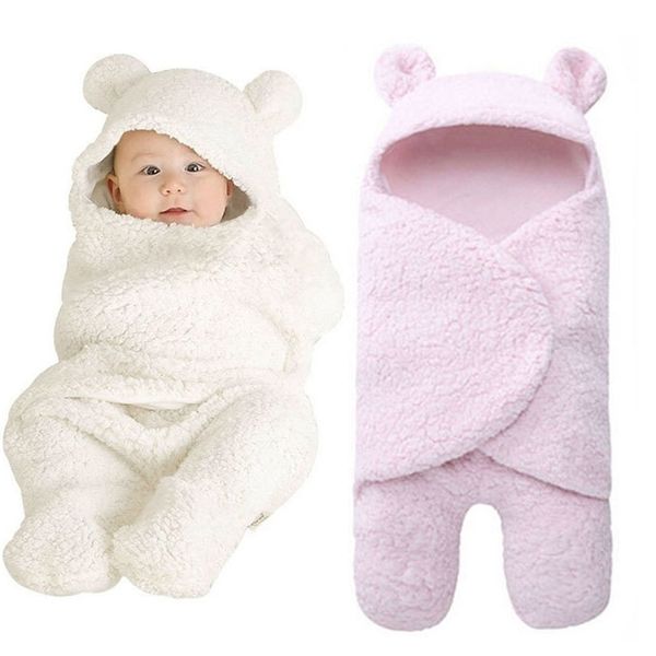 Unisex Bebek Bebek Kapşonlu Wrap Battaniye Polar Yenidoğan Kundak Battaniyeleri Bebekler Uyku Tulumu Swaddling Battaniye 0-12 Ay 201111