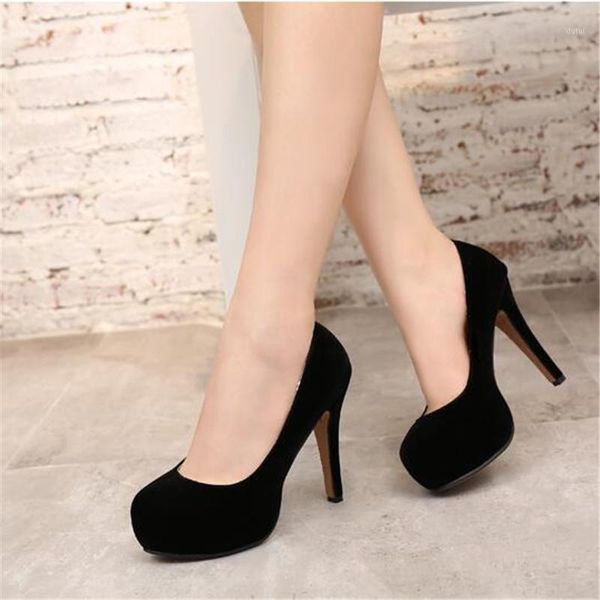 

flock shoes woman pumps big size 46 platform heels for women black wedding shoes red high heels talon femme fashion1