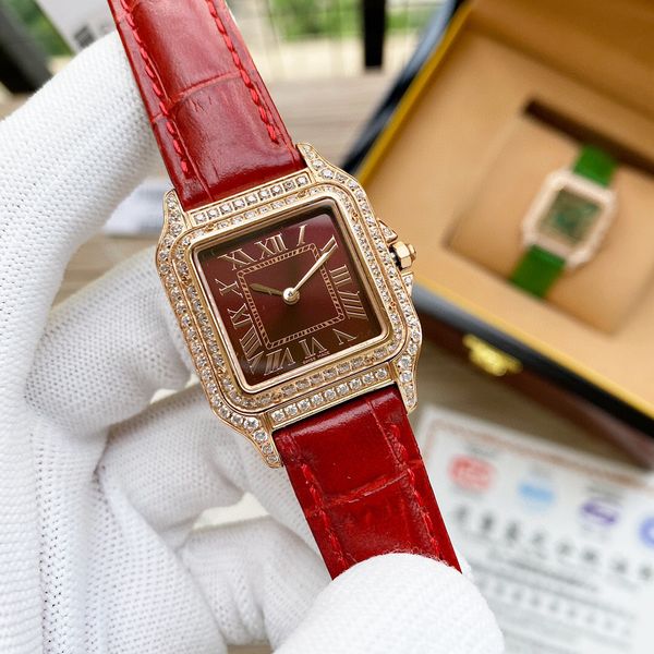 

2020 classic panthère de ladies watches full diamond santos quartz wristwatches cheetah tank rose gold womens watch d5019