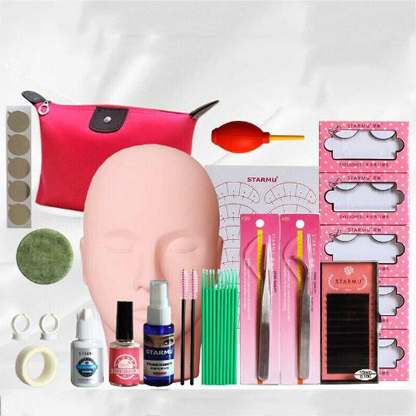 

false eyelashes 1set makeup lash starter kit eyelash individual extension practice set mannequin training head