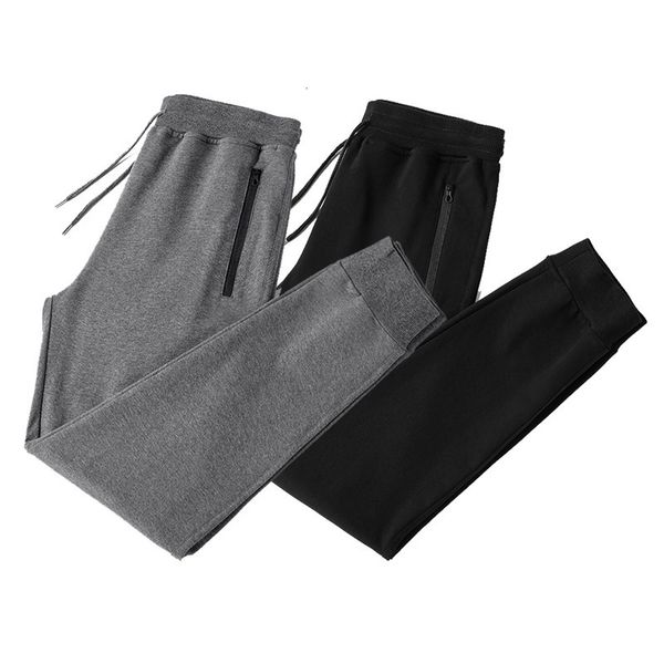 

autumn new leisure sports large men's pure cotton elastic loose pants, Black