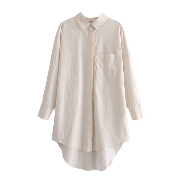 

2021 new elegant women down collar shirts fashion ladies pocket streetwear female solid long blouses slx6, White