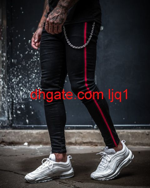 

men's tight solid color jeans leggings trend men's leggings, Blue