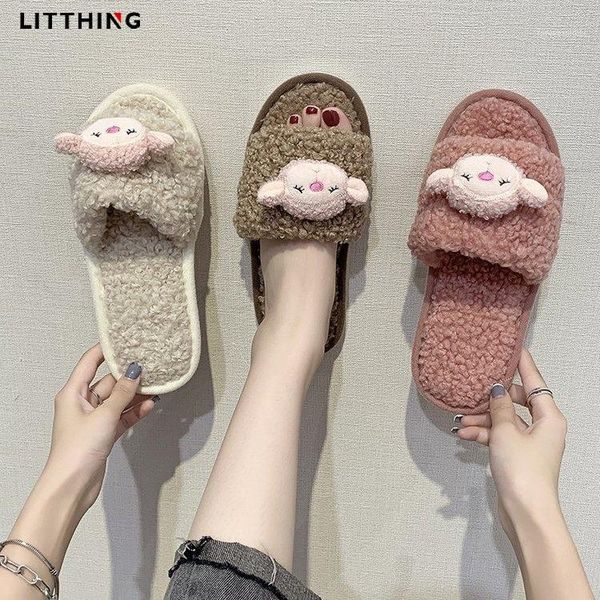 

slippers litthing women winter home cartoon shoes non-slip soft warm house indoor bedroom lovers couples floor1, Black