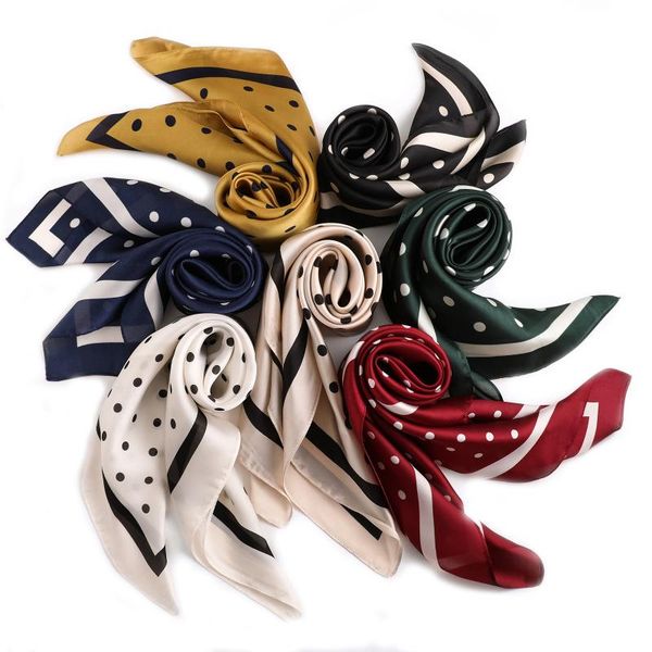 

female wild dot point retro handkerchief printing decoration temperament small headscarf scarf, Blue;gray