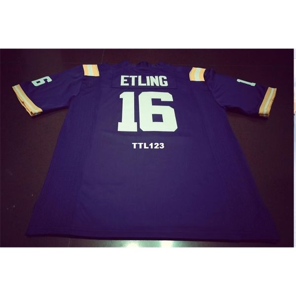 

3740 purple white #16 danny etling white purple lsu tigers alumni college jersey or custom any name or number jersey, Black
