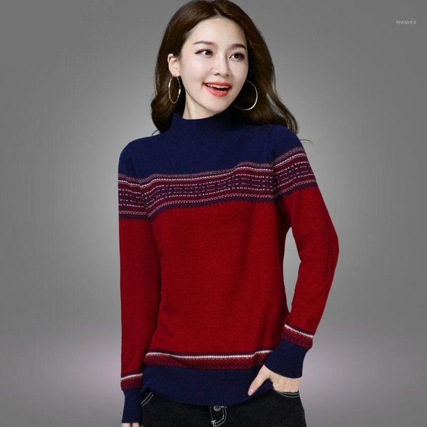 

female 2020 winter turtle neck pullovers women knitted pull sweaters long sleeve warm pullover jumper ladies striped sweater1, White;black