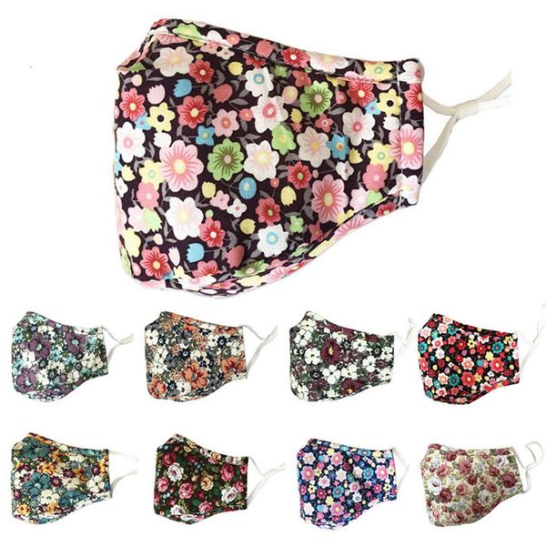

face masks floral cotton cloth can be put filter mask adjustable ear button mask designer flower cloth daisy printing fashion mask