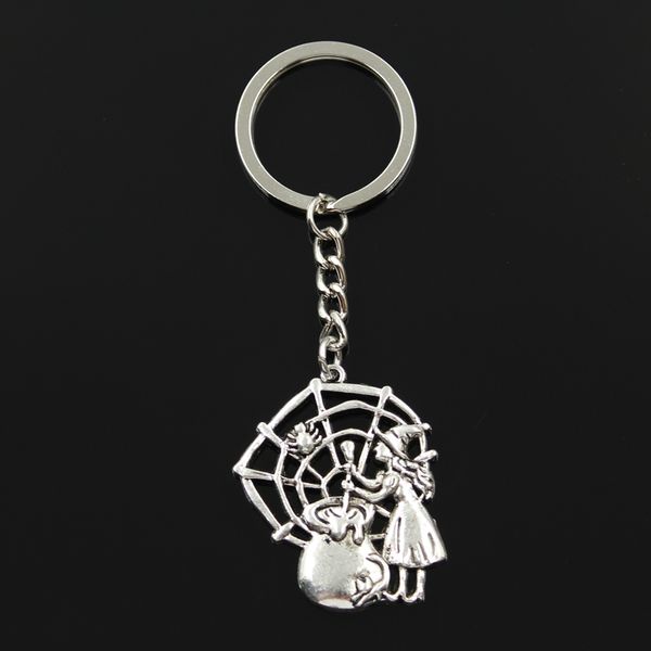 

fashion 30mm key ring metal key chain keychain jewelry antique silver color plated witch refining drug spider 38x30mm pendant