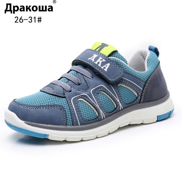 

apakowa spring autumn boys casual shoes pu leather toddler kids mesh breathable boys sneakers fashion sports trainer eu 26-31 y201028, Black;red